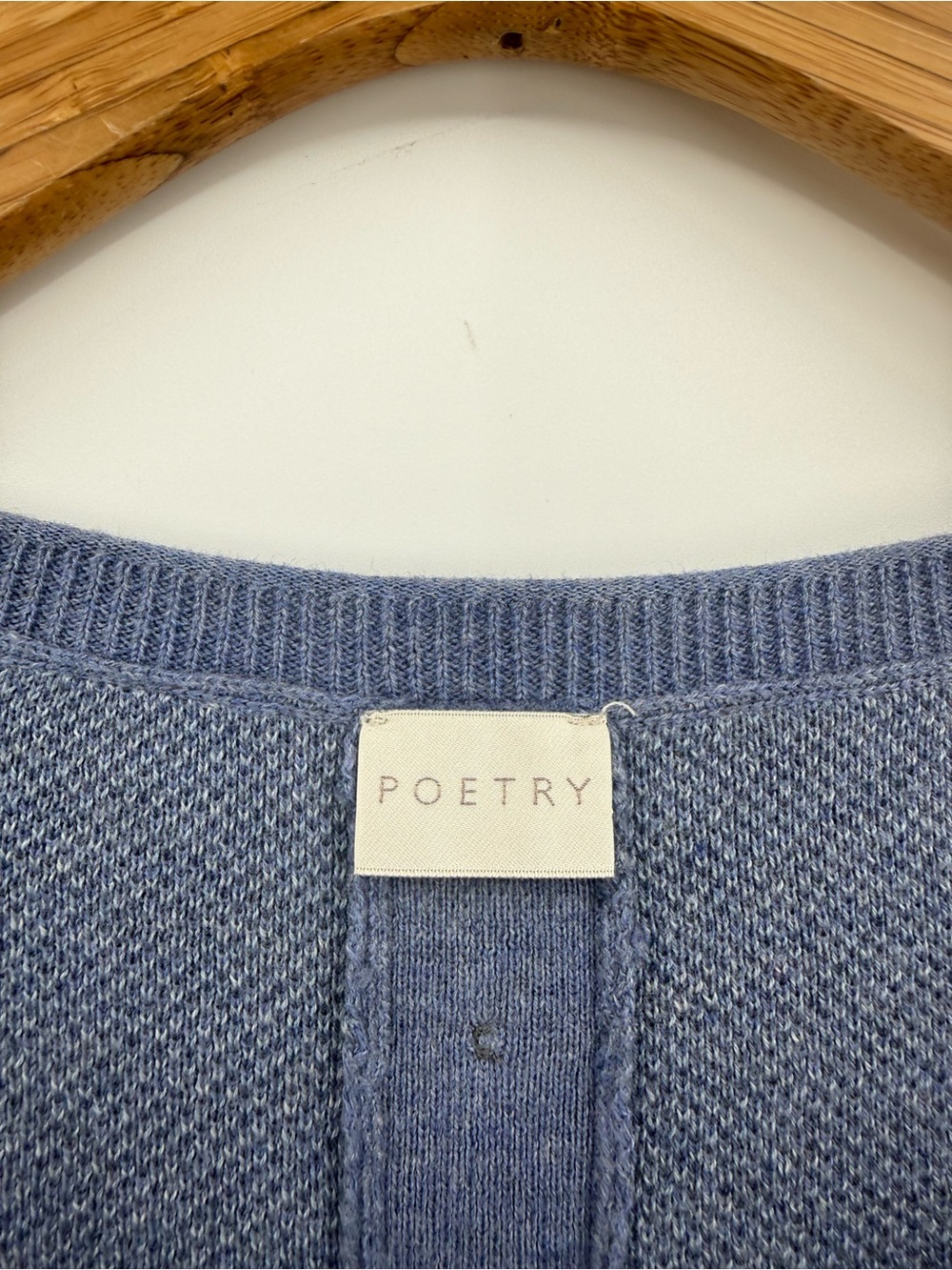 Poetry Blue Cotton Jumper Pullover Sweater with Button Up Back Size US 16 - Picture 4 of 11